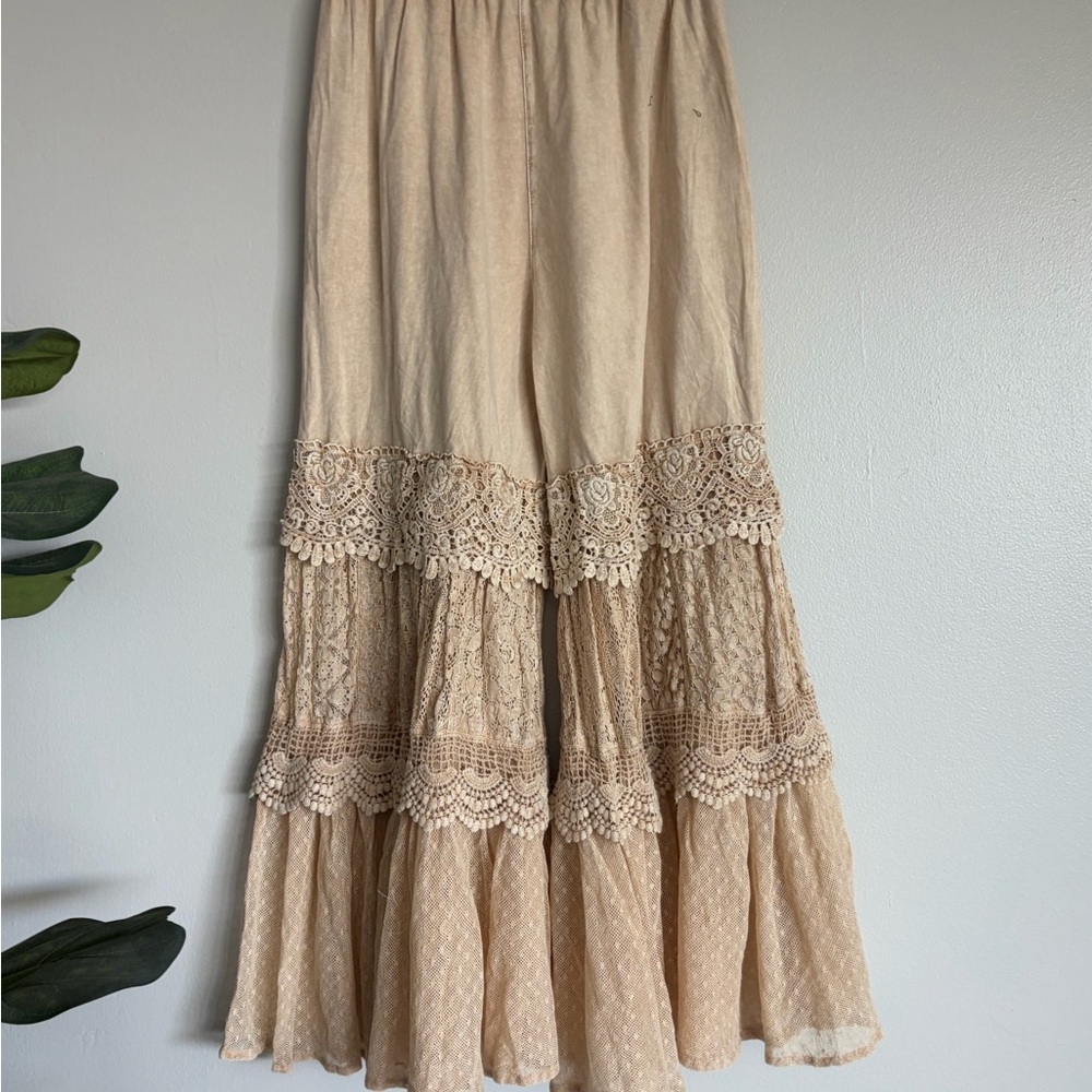 Boho Lace Ruffle Maxi Dress in Beige - Picture 5 of 5
